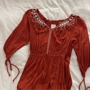 Burnt Orange/Rust Knox Rose Midi Dress